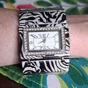 Zebra Print Women's Watch with Crystal Accents